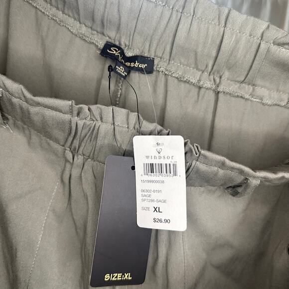 Shinestar Sage Green Elastic Waist Pants - XL - Picture 3 of 3